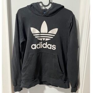 Adidas Originals Trefoil Hoodie Black White Youth Large CW3314 Pullover